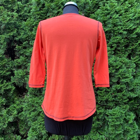 🤩3/$20 LIKE NEW Holiday Traditions Orange Halloween Black Cat TShirt Top Large - Picture 4 of 11